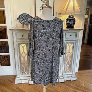 Tommy Hilfiger Black & White 3/4  Sleeve Sz 16 Knee Length Dress